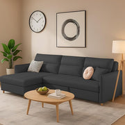 Casaliving Floster LHS 4 Seater L Shape Corner Sofa Cum Bed for Living Room (Cream Fabric) Premium Fabric Sofa