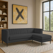 Casaliving Travis 4 Seater L Shape Convertible Sofa Set for Living Room, 3 Seater & Ottoman Modular Sectional Couch for Small Space (Blue Colour) Fabric