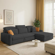 Casaliving Gagnon LHS 4 Seater L Shape Corner Sofa Cum Bed for Living Room (Blue Fabric) Premium Fabric Sofa