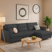 Casaliving Floster LHS 4 Seater L Shape Corner Sofa Cum Bed for Living Room (Cream Fabric) Premium Fabric Sofa