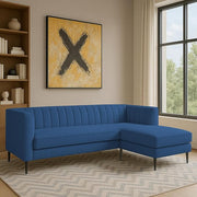 Casaliving Travis 4 Seater L Shape Convertible Sofa Set for Living Room, 3 Seater & Ottoman Modular Sectional Couch for Small Space (Blue Colour) Fabric