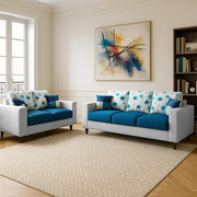 Casaliving Rolando 3 + 2 Seater Sofa Set for Living Room (Blue Grey Colour Fabric) Premium Fabric Sofa Set