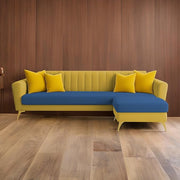 Casaliving Murdock 4 Seater L Shape Convertible Sofa Set for Living Room, 3 Seater & Ottoman Modular Sectional Couch for Small Space (Blue Colour) Fabric