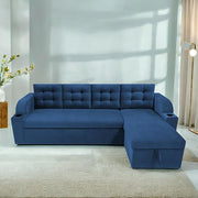 Casaliving Grance LHS 4 Seater Corner Sofa Cum Bed for Living Room with Storage (Blue Fabric) Premium Fabric Sofa