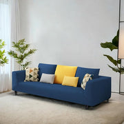 Casaliving Margreta 3 Seater Sofa Set for Living Room (Blue Colour Fabric) Premium Fabric Sofa