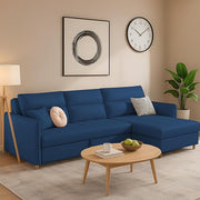 Casaliving Floster LHS 4 Seater L Shape Corner Sofa Cum Bed for Living Room (Cream Fabric) Premium Fabric Sofa