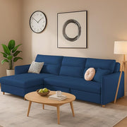 Casaliving Floster LHS 4 Seater L Shape Corner Sofa Cum Bed for Living Room (Cream Fabric) Premium Fabric Sofa