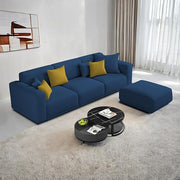 Casaliving Crypton 3 Seater Sofa Set with Center Table for Living Room (Blue Colour) Premium Fabric Sofa