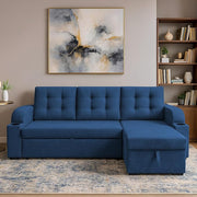Casaliving Grance LHS 4 Seater Corner Sofa Cum Bed for Living Room with Storage (Blue Fabric) Premium Fabric Sofa