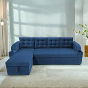 Casaliving Grance LHS 4 Seater Corner Sofa Cum Bed for Living Room with Storage (Blue Fabric) Premium Fabric Sofa
