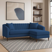 Casaliving Doraldo 4 Seater L Shape Convertible Sofa Set for Living Room, 3 Seater & Ottoman Modular Sectional Couch for Small Space (Black Blue Colour) Fabric