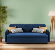 Casaliving Balbus 3 Seater Sofa Cum Bed for Living Room (Blue Fabric) Premium Fabric Sofa