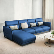 Casaliving Skynet LHS 6 Seater L Shape Sofa Set for Living Room (Black Colour) Premium Fabric Sofa Set