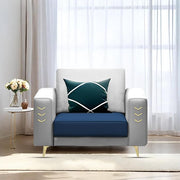 Casaliving Falco 1 Seater Sofa Set for Living Room (Blue Grey Fabric) Premium Fabric Sofa