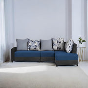 Casaliving James RHS 6 Seater L Shape Sofa Set for Living Room (Turquise Black Colour) Premium Fabric Sofa