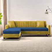 Casaliving Garcia L Shape Sofa Set for Living Room Premium Fabric Sofa (4 Seater LHS, Blue)