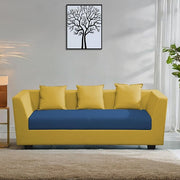 Casaliving Amida 3 Seater Sofa Set for Living Room (Blue Black Colour) Premium Fabric Sofa