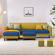 Casaliving Moris RHS 4 Seater L Shape Sofa Set for Living Room (Black) Premium Fabric Sofa Set for Living Room