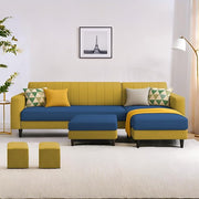 Casaliving Moris RHS 4 Seater L Shape Sofa Set for Living Room (Black) Premium Fabric Sofa Set for Living Room