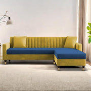 Casaliving Garcia L Shape Sofa Set for Living Room Premium Fabric Sofa (4 Seater LHS, Blue)