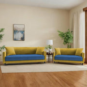 Casaliving Dominic 3 + 2 Seater Sofa Set for Living Room (Blue) Premium Fabric Sofa