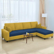 Casaliving Gerio 6 Seater LHS L Shape Sofa Set for Living Room (Blue Fabric) Premium Fabric Sofa