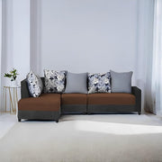 Casaliving James RHS 6 Seater L Shape Sofa Set for Living Room (Turquise Black Colour) Premium Fabric Sofa