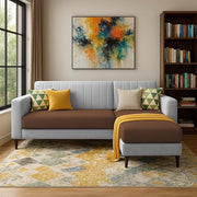 Casaliving Moris RHS 4 Seater L Shape Sofa Set for Living Room (Black) Premium Fabric Sofa Set for Living Room