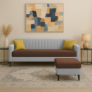 Casaliving Premium Conva Fabric 4 Seater L Shape Sofa Set 4 Seater Modern Sofa Set & Interchangeable Ottoman for Living Room (Blue Color Fabric)