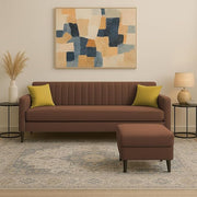 Casaliving Premium Conva Fabric 4 Seater L Shape Sofa Set 4 Seater Modern Sofa Set & Interchangeable Ottoman for Living Room (Blue Color Fabric)