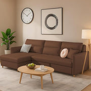 Casaliving Floster LHS 4 Seater L Shape Corner Sofa Cum Bed for Living Room (Cream Fabric) Premium Fabric Sofa