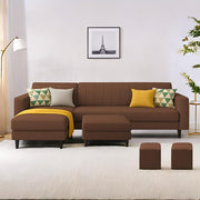 Casaliving Moris RHS 4 Seater L Shape Sofa Set for Living Room (Black) Premium Fabric Sofa Set for Living Room