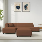 Casaliving Geletin 6 Seater LHS L Shape Sofa Set with Ottoman for Living Room (Blue Fabric) Premium Fabric Sofa