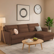 Casaliving Floster LHS 4 Seater L Shape Corner Sofa Cum Bed for Living Room (Cream Fabric) Premium Fabric Sofa