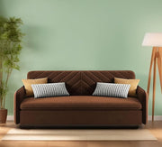 Casaliving Balbus 3 Seater Sofa Cum Bed for Living Room (Blue Fabric) Premium Fabric Sofa