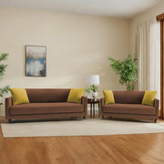 Casaliving Dominic 3 + 2 Seater Sofa Set for Living Room (Blue) Premium Fabric Sofa