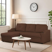 Casaliving Ravonna LHS 4 Seater L Shape Corner Sofa Cum Bed for Living Room (Blue Fabric) Premium Fabric Sofa