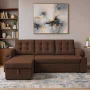 Casaliving Grance LHS 4 Seater Corner Sofa Cum Bed for Living Room with Storage (Blue Fabric) Premium Fabric Sofa