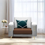 Casaliving Falco 1 Seater Sofa Set for Living Room (Blue Grey Fabric) Premium Fabric Sofa