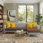 Casaliving Murdock 4 Seater L Shape Convertible Sofa Set for Living Room, 3 Seater & Ottoman Modular Sectional Couch for Small Space (Blue Colour) Fabric