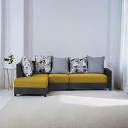 Casaliving James RHS 6 Seater L Shape Sofa Set for Living Room (Turquise Black Colour) Premium Fabric Sofa