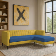 Casaliving Travis 4 Seater L Shape Convertible Sofa Set for Living Room, 3 Seater & Ottoman Modular Sectional Couch for Small Space (Blue Colour) Fabric