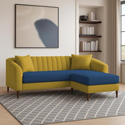 Casaliving Doraldo 4 Seater L Shape Convertible Sofa Set for Living Room, 3 Seater & Ottoman Modular Sectional Couch for Small Space (Black Blue Colour) Fabric