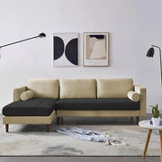 Casaliving Aezra LHS 4 Seater L Shape Sofa Set for Living Room (Black Grey Fabric) Premium Fabric Sofa