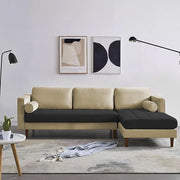 Casaliving Aezra LHS 4 Seater L Shape Sofa Set for Living Room (Black Grey Fabric) Premium Fabric Sofa