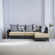 Casaliving James RHS 6 Seater L Shape Sofa Set for Living Room (Turquise Black Colour) Premium Fabric Sofa