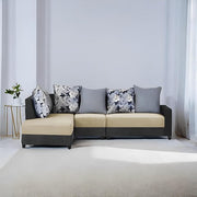 Casaliving James RHS 6 Seater L Shape Sofa Set for Living Room (Turquise Black Colour) Premium Fabric Sofa