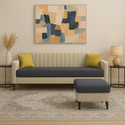 Casaliving Premium Conva Fabric 4 Seater L Shape Sofa Set 4 Seater Modern Sofa Set & Interchangeable Ottoman for Living Room (Blue Color Fabric)