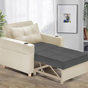 Casaliving Treshta Single Seater Sofa Cum Bed Sofa Set for Living Room (Blue Fabric -Colour Fabric) Premium Fabric Sofa Set