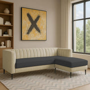 Casaliving Travis 4 Seater L Shape Convertible Sofa Set for Living Room, 3 Seater & Ottoman Modular Sectional Couch for Small Space (Blue Colour) Fabric